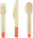 Wooden Cutlery Orange set of 18 pieces.