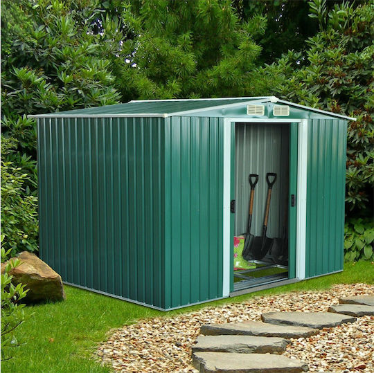 Depozit Metalic De Grădină Galvanizat Verde Rezistent La Vânt L2.46xl1.92xh1.77m