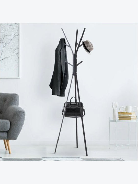 HomCom Freistehender Kleiderständer Metallisch Schwarz 45x45x180cm