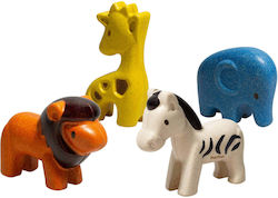 Plan Toys Animal Σετ Άγριων Ζώων made of Wood for 12++ Months