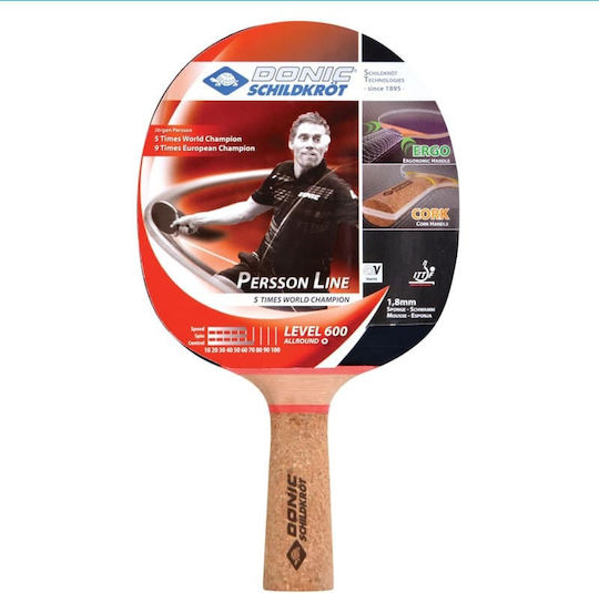 Donic Persson 600 Rachetă Ping Pong pentru Jucători de Nivel Mediu