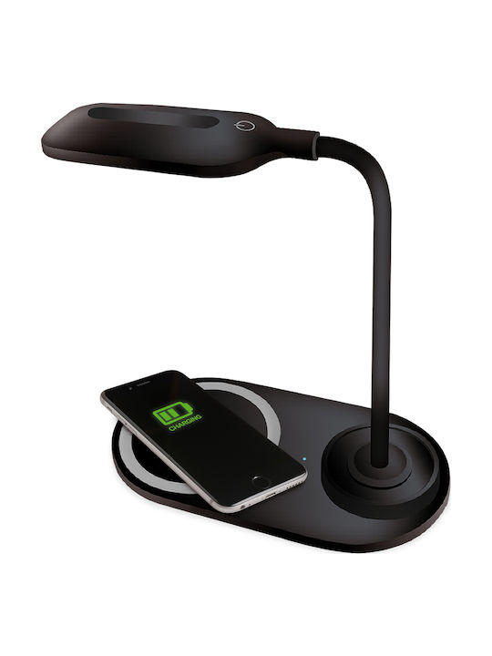 Platinet LED Lumină de Birou Lampă de birou LED + încărcător wireless Qi în Culoarea Negru