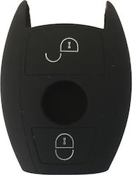 Silicone Car Key Cover Case with 2 Buttons for Mercedes Benz Black