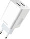 Treqa Charger Without Cable with 2 USB-A Ports Quick Charge 3.0 Whites (CH-613)