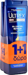 Ultrex Men Oil Control Fresh Σαμπουάν Αναδόμησης/Θρέψης για Λιπαρά Μαλλιά (2x360ml) 720ml