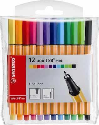 Stabilo Point 88 Mini Design Markers 0.4mm Multicolour 12pcs