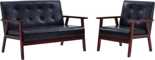 Set de Sufragerie Scaun cu 3 locuri și fotoliu Negru