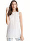 Superdry Burnout Women's Summer Blouse Sleeveless Animal Print White