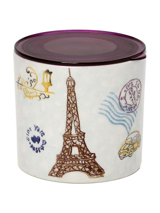 Espiel Paris Ceramic General Use Box with Lid White 12.2x12.2x11.5cm