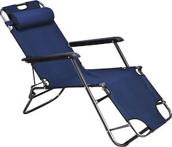 TnS Lounger-Armchair Beach with Recline 2 Slots Navy Waterproof 153x60x79cm