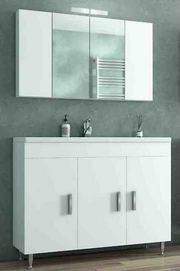 Drop Roma 100 Blat cu Lavoar & Oglindă Lac Lucios L100xW39xH80cm Alb