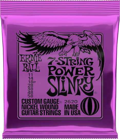Ernie Ball Slinky 7-String Set Nickel Wound Electric Guitar Strings 11 - 58 Power