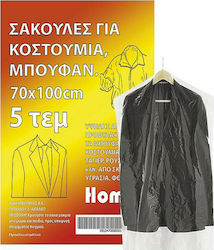 HOMie Πλαστική Κρεμαστή Σακούλα Αποθήκευσης Κουστουμιών 70x100cm 5τμχ