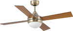 Faro Barcelona Icaria 33705 Ceiling Fan 132cm with Light and Remote Control Old Gold