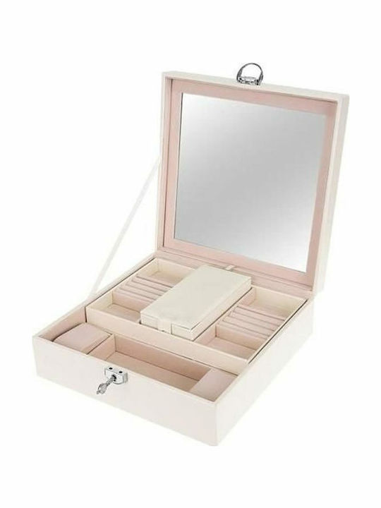 Beautylushh Jewellery Box Faux Leather White 25.5x25.5x30cm