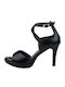 Ragazza Platform Women's Sandals Black with Thin High Heel