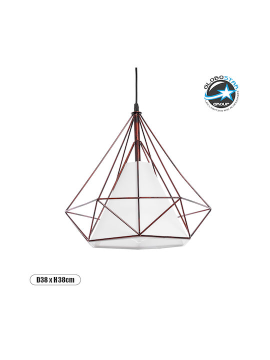 GloboStar Kairi Pendant Light Brown Grid with Socket E27 38x38x39cm