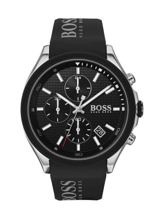 Boss Velocity Ανδρικό Ρολόι 44mm Χρονογράφος Μπαταρίας με Μαύρο Καουτσούκ Λουράκι