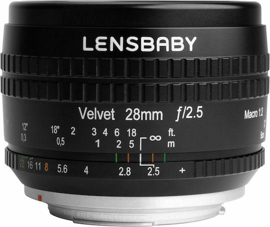 Lensbaby Full Frame Φωτογραφικός Φακός Velvet 28mm f/2.5 Wide Angle για Nikon F Mount Μαύρος