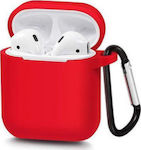 Hülle Silikon mit Haken in Rot Farbe für Apple AirPods 1 / AirPods 2