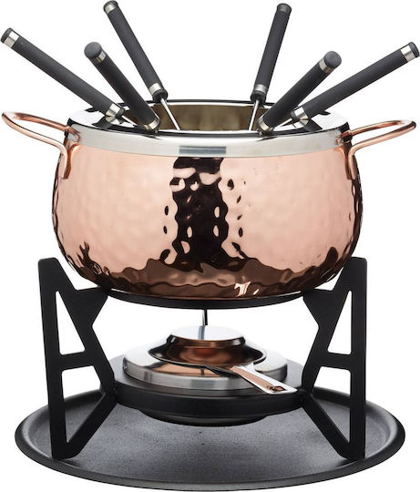 Kitchen Craft Artesa Съд за фондю с чаена лампа от неръждаема стомана за 6 души в Златист