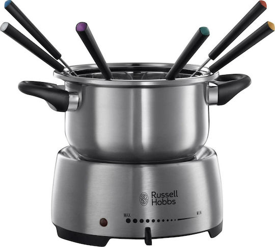 Russell Hobbs Fiesta Fondue-Topf Elektrisch aus Edelstahl für 6 Personen Silber 1200W