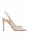 Nine West Women's Sandals Transparent Issy Beige with Thin High Heel