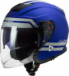 LS2 Infinity OF521 Hyper Jet Helmet with Sun Visor 1250gr Blue Matt