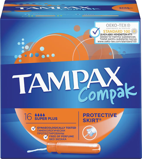 Tampax Tampon Compak Super Plus with Applicator for Heavy Flow 16pcs