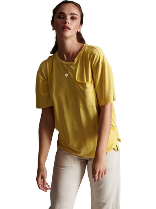 Superdry Canyon Essential Pocket Women's Oversized T-shirt Yellow