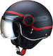 Beon B-110B Jet Helmet ECE 22.05 Matt Black Red BEONB110BLR