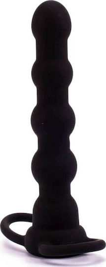 Lovetoy Vibrating Rock Balled Double Prober Пръстен Петел Силикон с анална клипса Черен LV2619