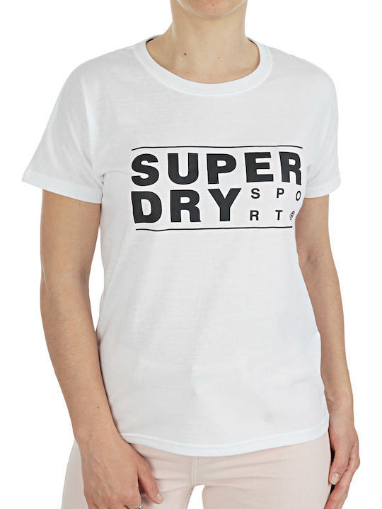 Superdry Core Sport Graphic Γυναικείο T-shirt Λευκό με Στάμπα