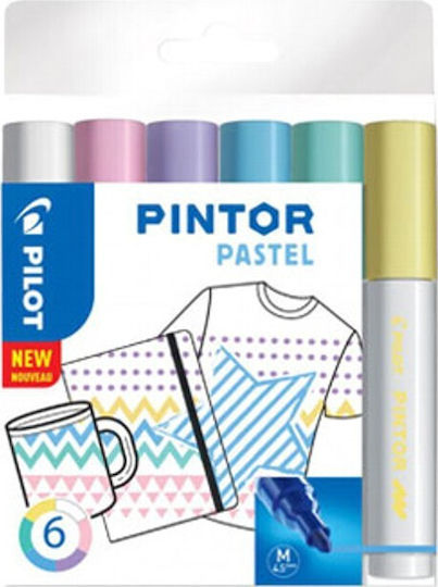 Pilot Pintor Medium Ανεξίτηλοι Μαρκαδόροι Pastel Painter 1.4mm Σετ 6 χρώματα
