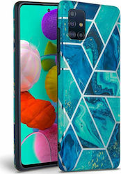 Tech-Protect Marble Umschlag Rückseite Silikon Blau (Galaxy A71)