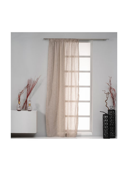 Artisti Italiani Κουρτίνα με Τρέσα Linen Look Μπέζ 140x270εκ.