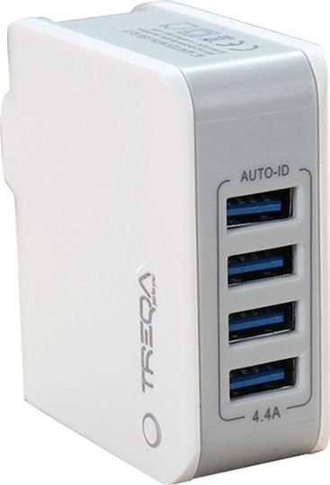 Treqa Ladestation mit 4 USB-A Anschlüsse 22W in Weiß Farbe (CH-604)