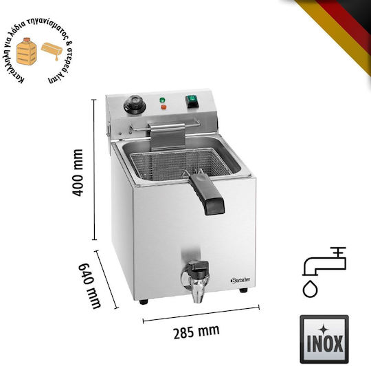 Bartscher Electric Fryer 3.3kW Capacity 9lt 30x53x38.5cm Snack III Plus