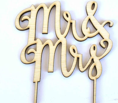 Wooden Cake Topper Tortas Mr & Mrs Calligraphic