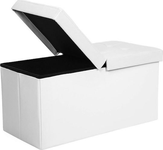 Scaune Taburet Cu spațiu de depozitare Tapițat cu Piele Ecologică Alb 76x38x38buc