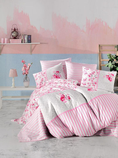 Mc Decor Mimoza Σετ Κουβερλί Υπέρδιπλο Βαμβακερό Ροζ 240x270cm 3τμχ