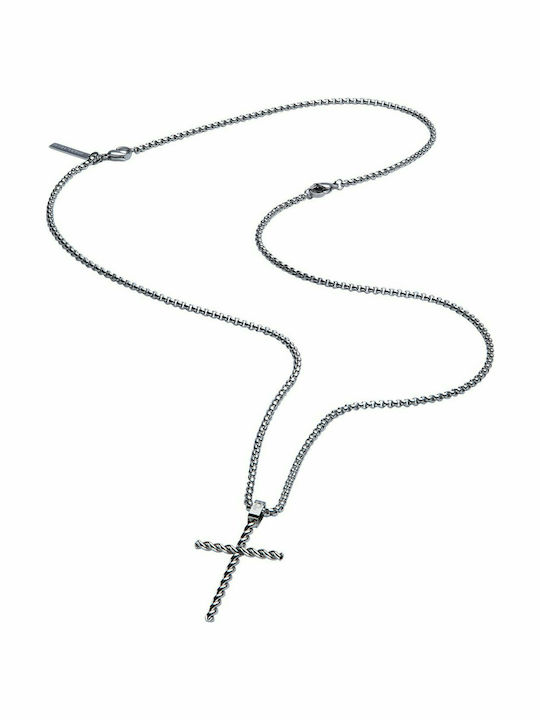 Police Herren Kreuz aus Stahl mit Kette Waitomo