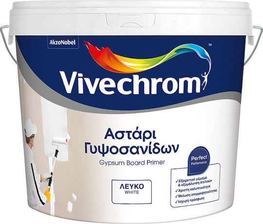 Vivechrom Primer for Drywall Primer Acrylic Water Soluble Primer for Plasterboard White Suitable for Plasterboard 1lt