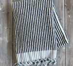 Nima Beach Towel Cotton Blue with Fringes 190x90cm.