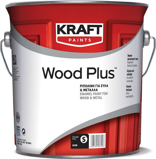 Kraft Ripolin Poliuretan Wood Plus 0.75lt Alb Strălucitor