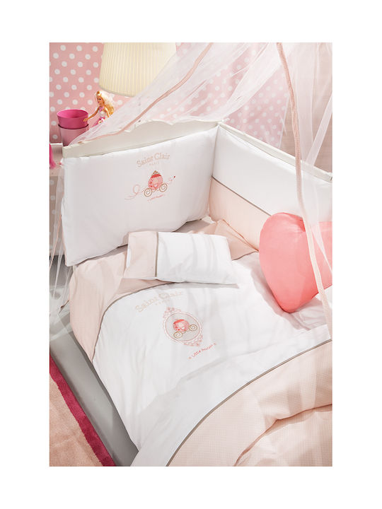 Saint Clair Corona Baby Sheets Set Crib Cotton Pink 110x170cm 3pcs