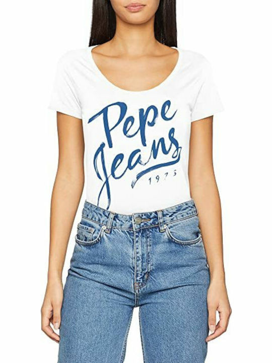 Pepe Jeans Andrea Γυναικείο T-shirt Λευκό με Στάμπα