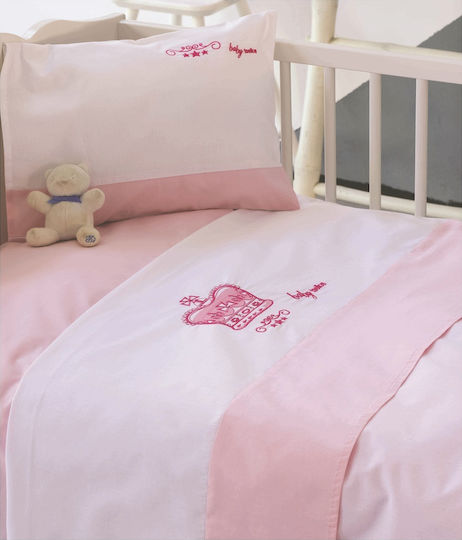Makis Tselios Home Crown Set Baby Bettlaken Für Krippe Baumwolle Rosa 120x170cm 3Stück