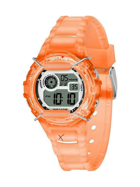 Sector Ex-05 Digital Uhr mit Orange Kautschukarmband