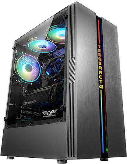 Armaggeddon Tesseract Core 3 Gaming Middle Tower Carcasă PC Cu Deschidere Laterală Neagră